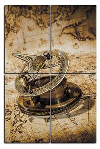 Obraz na plátne - Kompas na mape antického sveta - obdĺžnik 7999FD (90x60 cm)
