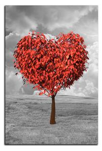 Obraz na plátne - Srdce v tvare stromu- obdĺžnik 7106A (90x60 cm )