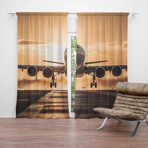 Sablio Záves Lietadlo pristávajúce pri západe slnka: 2ks 140x250cm