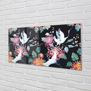 Nástenný panel  Vtáky s kvetinami 100x50 cm