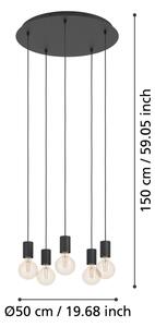 Eglo 390267 - Luster na lanku HUEBRO 5xE27/40W/230V čierna