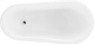 Mexen Retro voľne stojaca vaňa 150 x 73 cm, biela/čierna, chromové nožičky - 53251507375-00