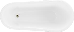 Mexen Retro voľne stojaca vaňa 170 x 75 cm, biela/čierna, zlaté nožičky - 53251707575-50