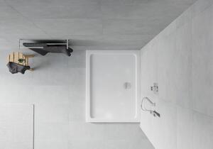 Mexen Flat obdĺžniková sprchová vanička slim 80 x 70 cm, biela, sifon chromový- 40107080