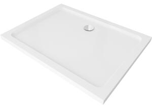 Mexen Flat obdĺžniková sprchová vanička slim 120 x 80 cm, biela, sifon chromový- 40108012