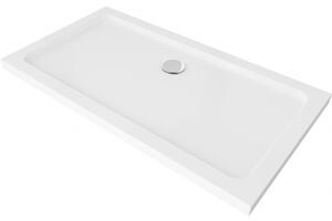 Mexen Flat obdĺžniková sprchová vanička slim 120 x 70 cm, biela, sifon chromový- 40107012