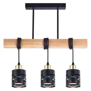 Závesný luster na lane ELEN 3xE27/35W/230V čierna/zlatá/hnedá