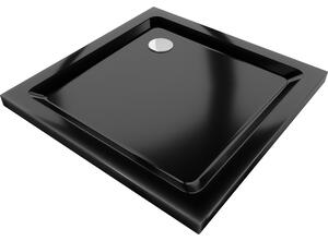 Mexen Flat štvorcová sprchová vanička slim 70 x 70 cm, čierna, sifon chromový- 40707070