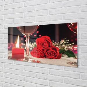 Nástenný panel  Ruže sviečka sklo 100x50 cm