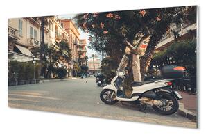 Sklenený obklad do kuchyne mestské Motocykle palmového leta 100x50 cm