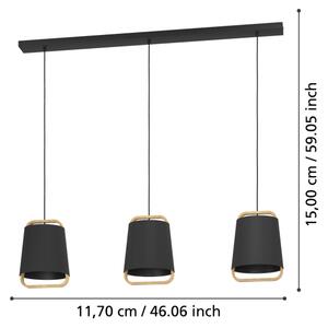 Eglo 390186 - Luster na lanku CAMALOZA 3xE27/40W/230V čierna