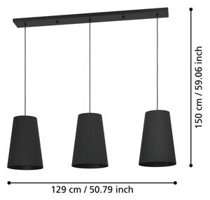 Eglo 390133 - Luster na lanku PETROSA 3xE27/40W/230V čierna