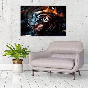 Obraz ležiaceho tigra (90x60 cm)