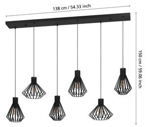 Eglo 390126 - Luster na lanku BASIDANO 6xE27/40W/230V čierna