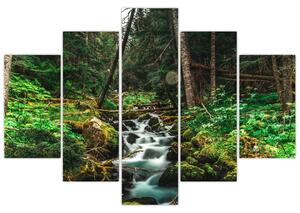 Obraz potoka v lese (150x105 cm)