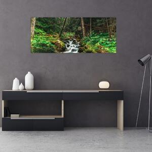 Obraz potoka v lese (120x50 cm)