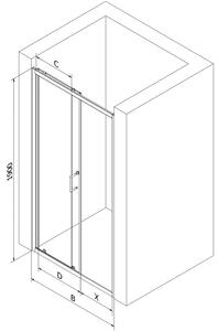 Mexen Apia posúvacie sprchové dvere 90 cm, transparentnéné, čierna - 845-090-000-70-00