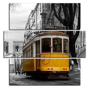 Obraz na plátne - Historická električka v centre Lisabonu - štvorec 3116D (75x75 cm)
