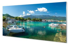 Nástenný panel  Grécko Marina mora hory 100x50 cm