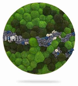 Machový obraz kruh BOLMOSS COSMO Blue - Priemer 40 cm