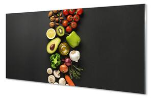 Sklenený obklad do kuchyne Citrón avokádo mrkva 100x50 cm