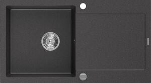 Mexen Leo granitový jednokomorový drez s odkvapkávačom 900 x 500 mm, Čierna škvrnitá - 6501901010-76