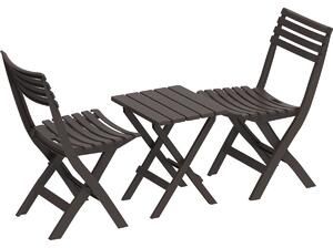 Skladací plastový balkónový nábytok 2+1, hnedy, Duramax IFOFXX081BR