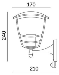 Vonkajšie nástenné svietidlo so senzorom TEVIO 1xE27/60W/230V IP54 čierna