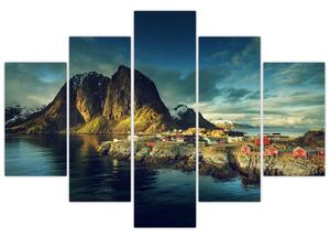 Obraz rybárskej dediny v Nórsku (150x105 cm)
