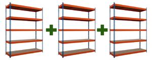 Akciový balíček Kovový regál TITAN 216x140x40 5 políc nosnosť 1500 kg - 3 ks