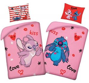 Obojstranné posteľné obliečky Lilo & Stitch - motív Love - 100% bavlna - 70 x 90 cm + 140 x 200 cm