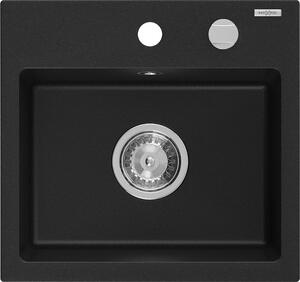 Mexen Milo granitový jednokomorový drez 435 x 410 mm, čierna - 6505441000-77