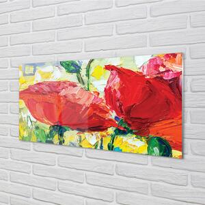 Nástenný panel  červené kvety 100x50 cm