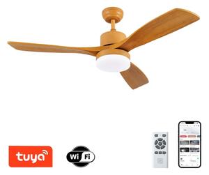 ZEVENTI - LED stropný ventilátor MARE LED/24W/230V Wi-Fi Tuya dub + diaľkový ovládač