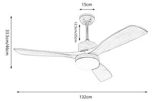 ZEVENTI - LED stropný ventilátor MARE LED/24W/230V Wi-Fi Tuya dub + diaľkový ovládač