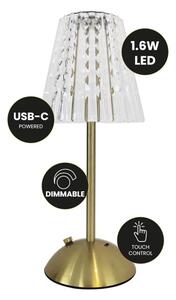 LED Stmievateľná dotyková nabíjacia stolná lampa ELBA LED/1,6W/800 mAh zlatá/číra