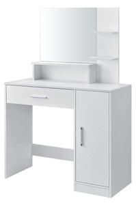 Moderný biely kozmetický toaletný stolík so zrkadlom Biela