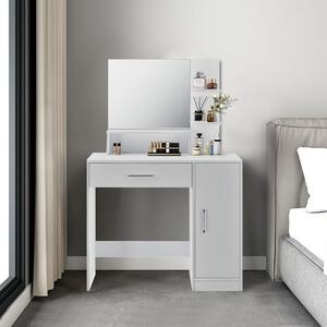 Moderný biely kozmetický toaletný stolík so zrkadlom Biela