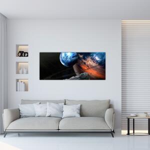 Obraz planéty vo vesmíre (120x50 cm)
