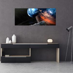 Obraz planéty vo vesmíre (120x50 cm)