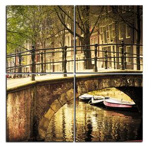 Obraz na plátne - Romantický most cez kanál - štvorec 3137E (60x60 cm)