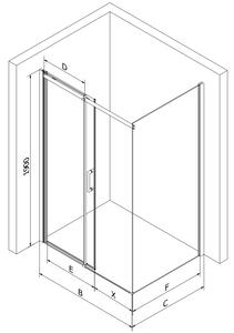 Mexen Omega sprchová kabína, posuvné dvere 100 x 100 cm, transparentnéné, zlatá + závesný bidet Flat - 825-100-100-50-00-4010