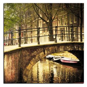 Obraz na plátne - Romantický most cez kanál - štvorec 3137A (50x50 cm)