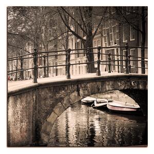 Obraz na plátne - Romantický most cez kanál - štvorec 3137FA (50x50 cm)