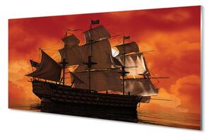 Obraz plexi Loď mora oranžová obloha 120x60 cm 2 Prívesky