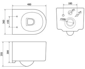 Mexen podomietkový WC systém Felix Slim s WC misou Sofia, čierna matná - 6103354XX85