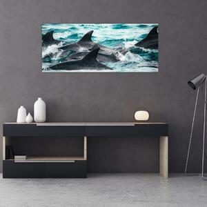 Obraz - Delfíny v oceáne (120x50 cm)