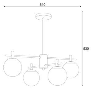 Luster na tyči LILOU 4xE14/5W/230V matný chróm/dymová