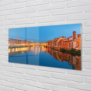 Nástenný panel  Italy River mosty budovy v noci 100x50 cm