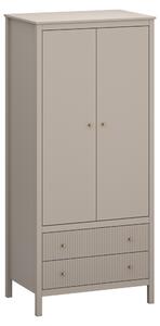 KONDELA Skriňa, sivohnedá Taupe/dub craft zlatý, KLIO 2D2S